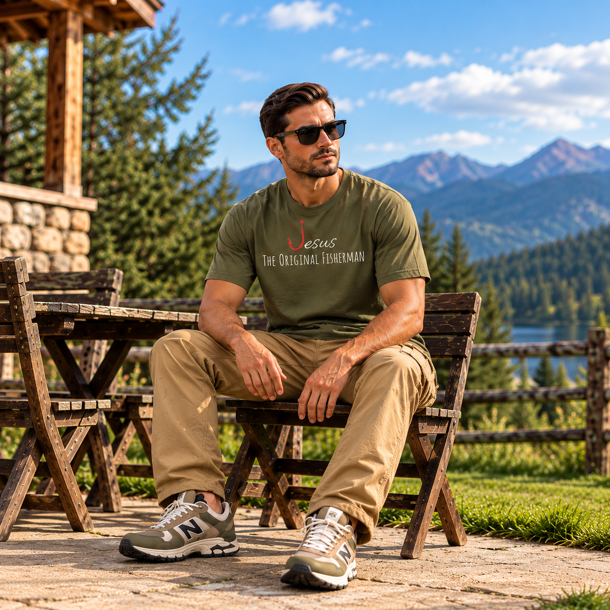 Jesus The Original Fisherman - Military Green